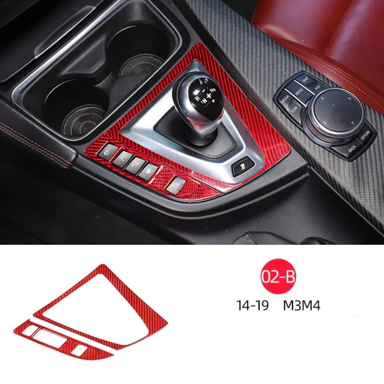 Suitable for 14-18 BMW M3 M4 true carbon fiber interior modification accessories central control head decorative cover