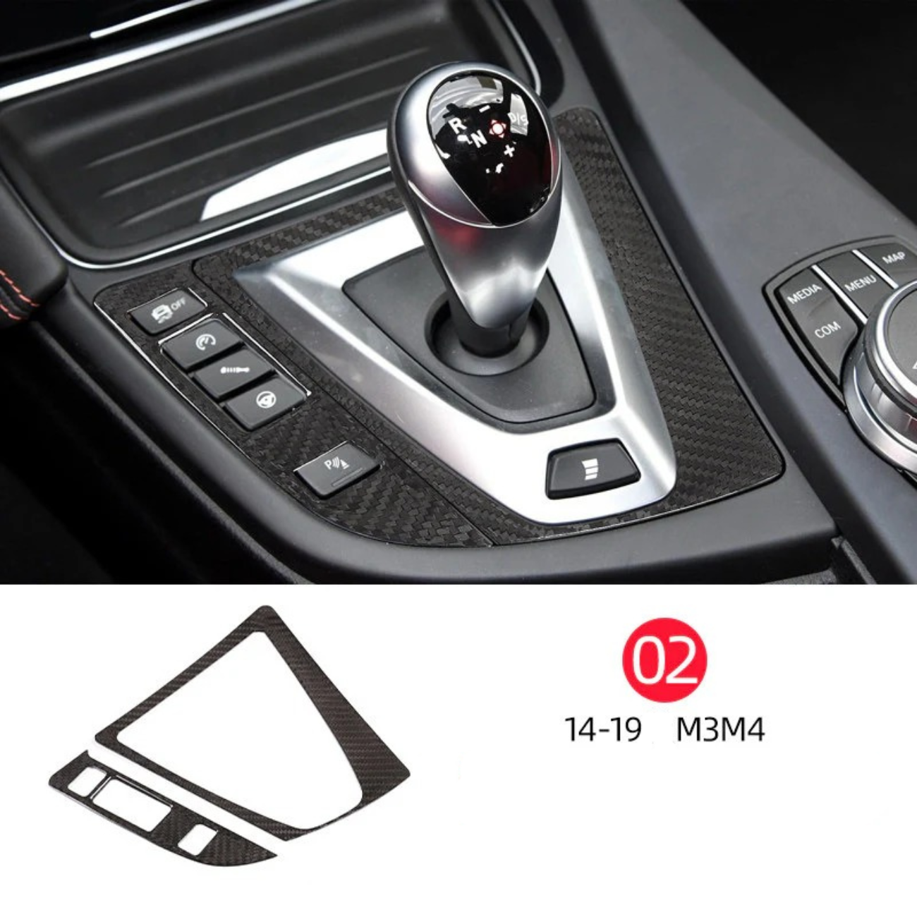 Suitable for 14-18 BMW M3 M4 true carbon fiber interior modification accessories central control head decorative cover