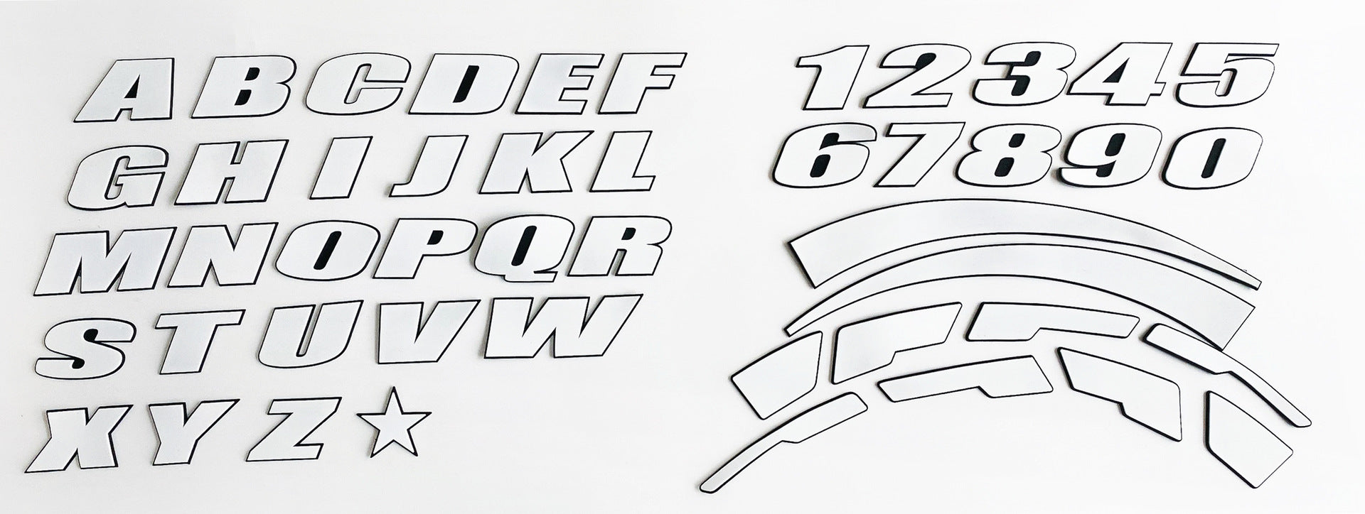 car tire letter sticker English alphanumeric three-color with black background three-dimensional pvc material 3D