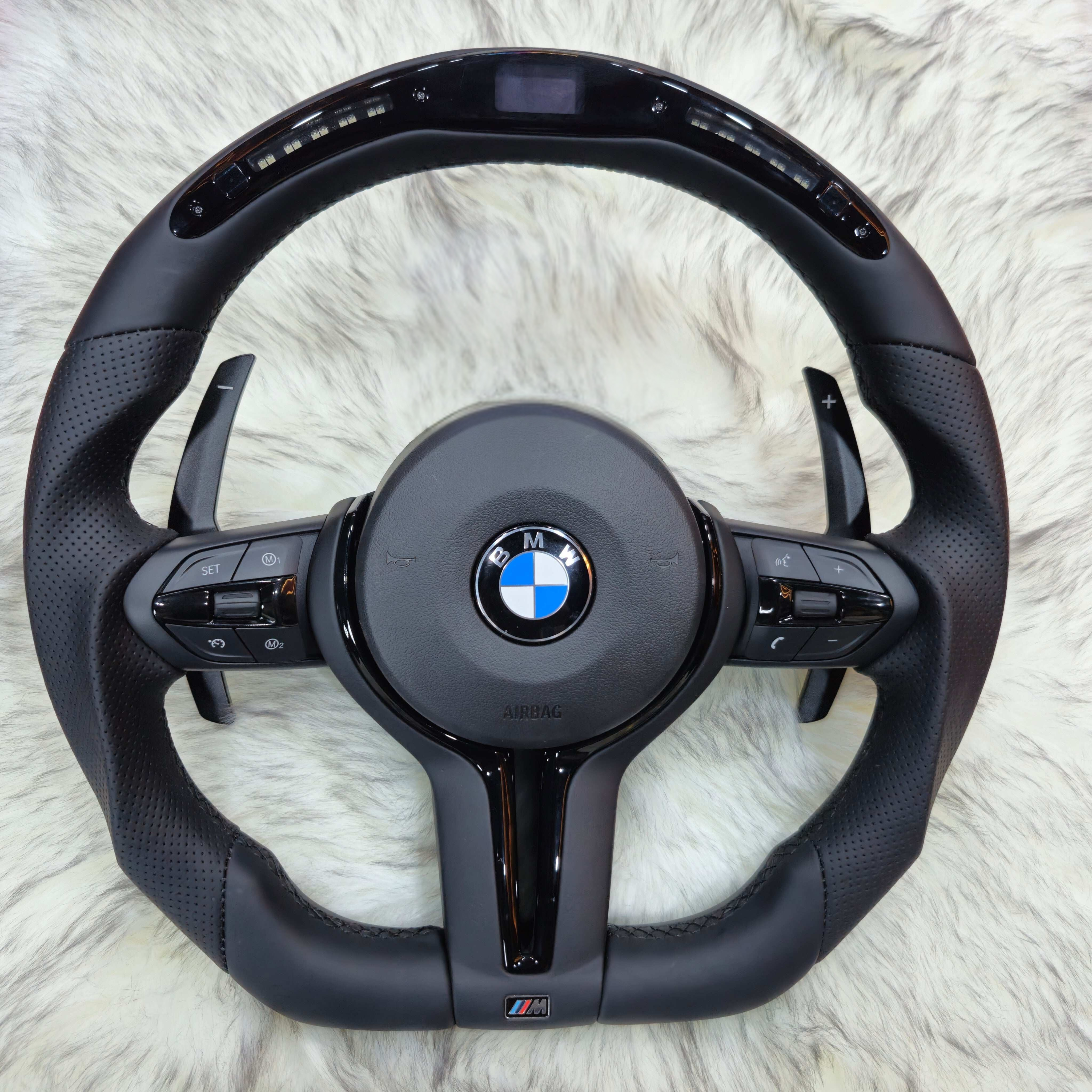 Perforated Nappa Leather Black Trim with Led Steering Wheel for BMW F Series