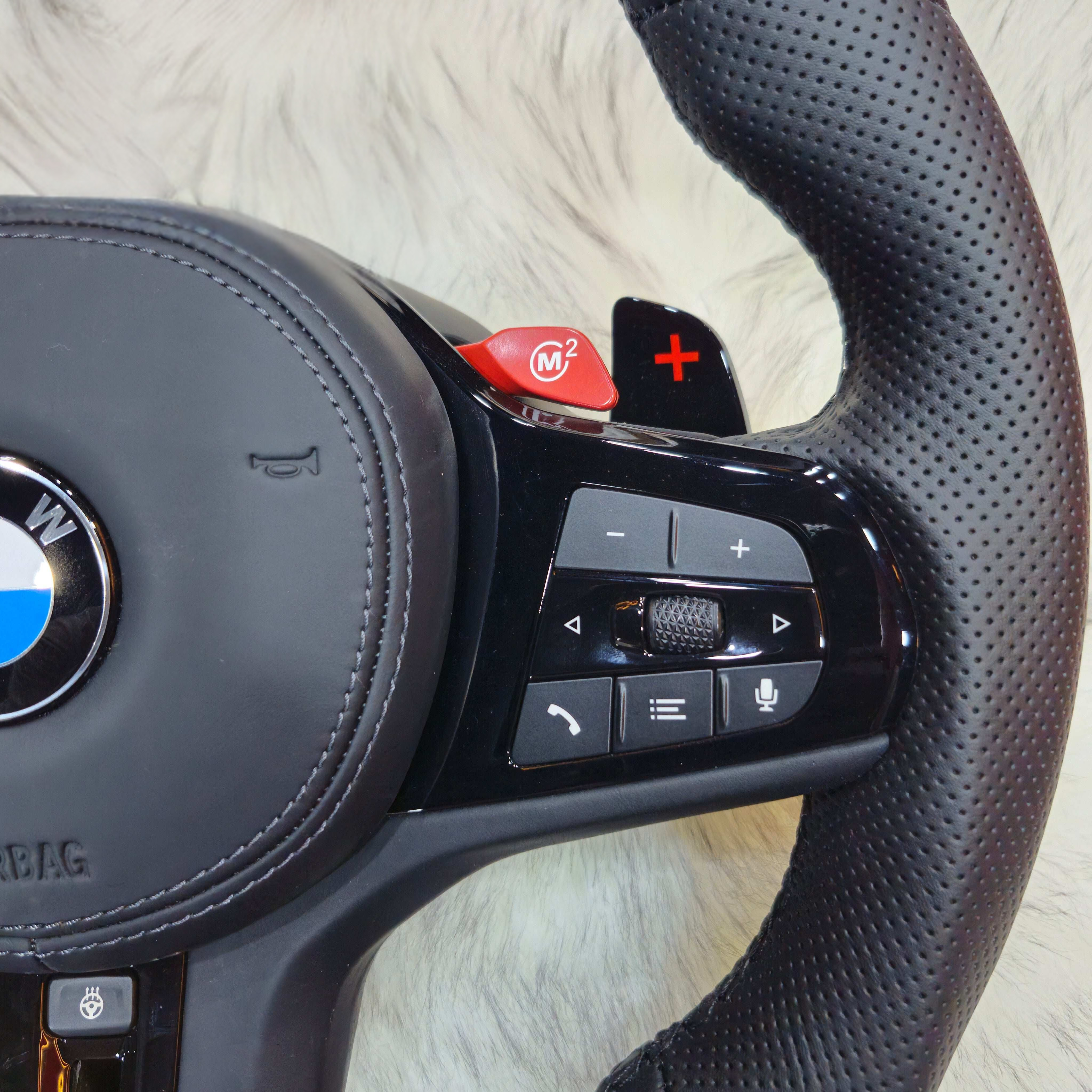 Perforated Nappa Leather  Black Trim Steering Wheel for BMW G Series