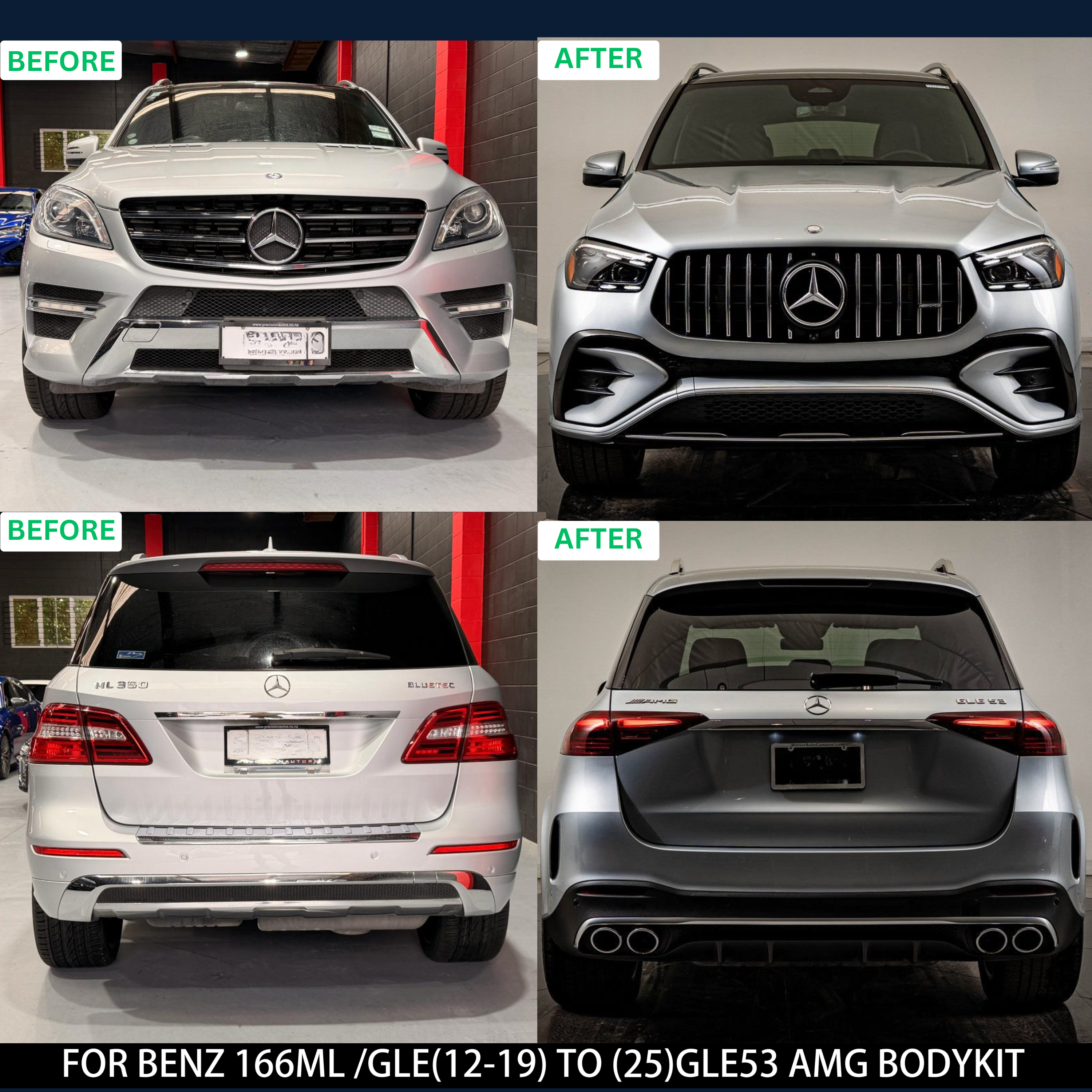 Mercedes-Benz ML / GLE W166 (2012–2019) to 2025 GLE53 AMG Body Kit Conversion | Full Upgrade Kit