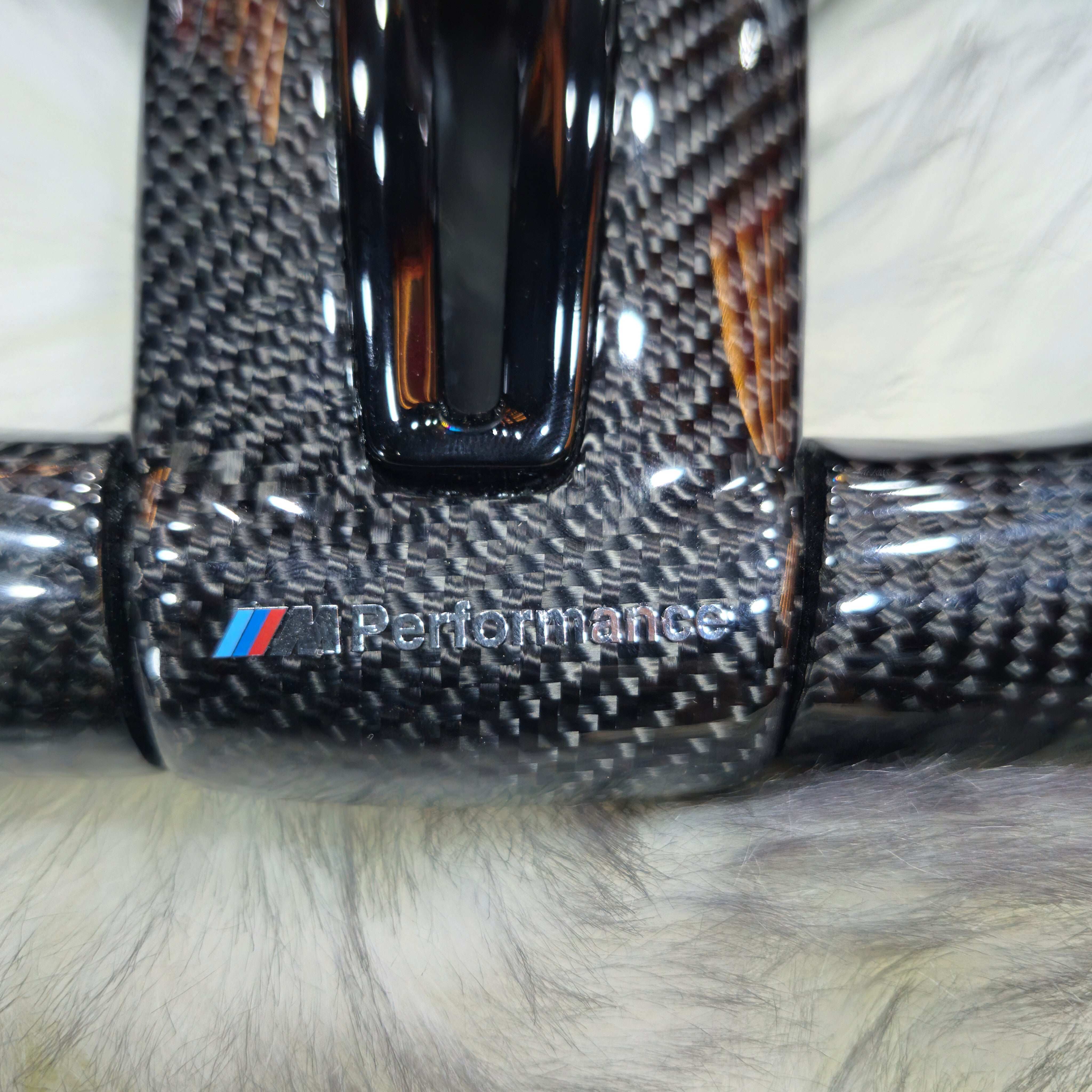 Carbon Fiber  with Led Steering wheel M1 M2 Red Buttons For BMW F Series bottom side
