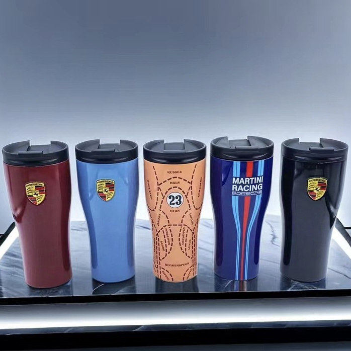 Porsche Stainless Steel Thermos Cup  Insulated Hot & Cold Water Bottle (Pink Pig / Glacier Blue / Metallic Grey)