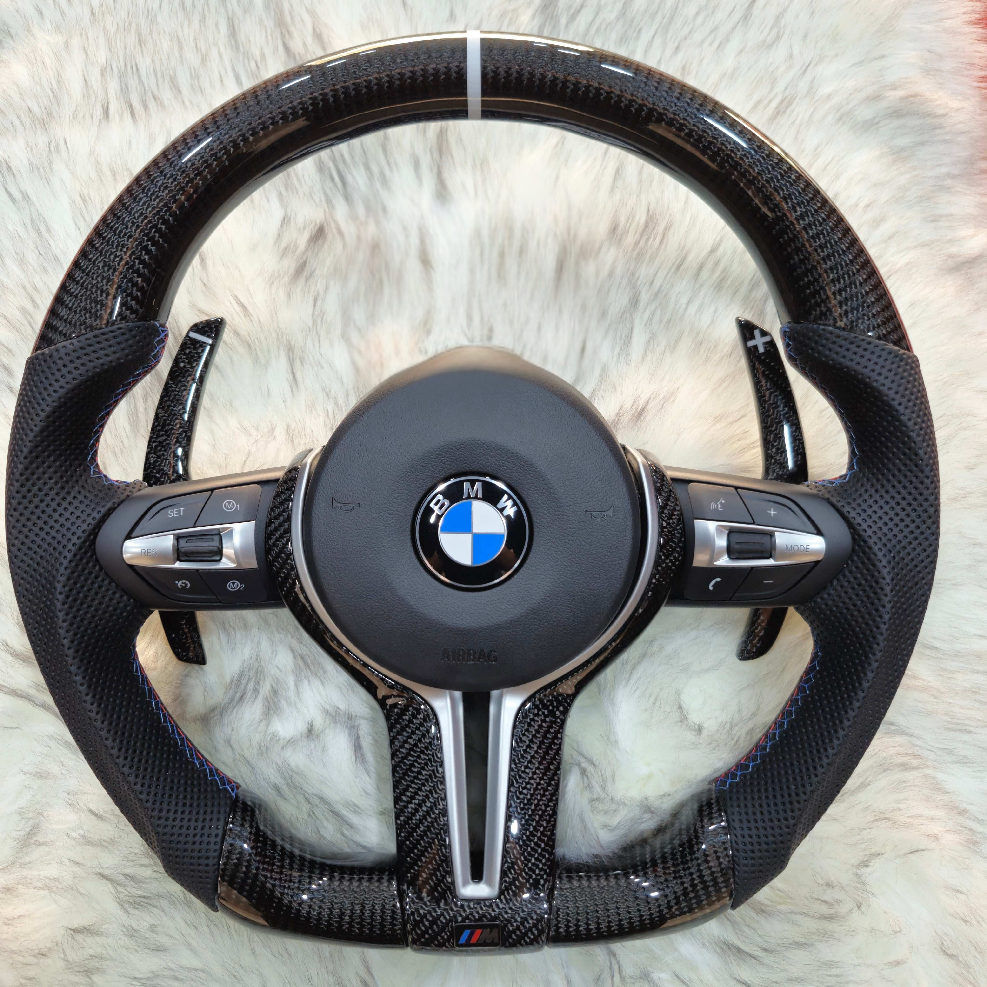 Carbon Fiber with Silver Trim Steering Wheel For BMW F Series