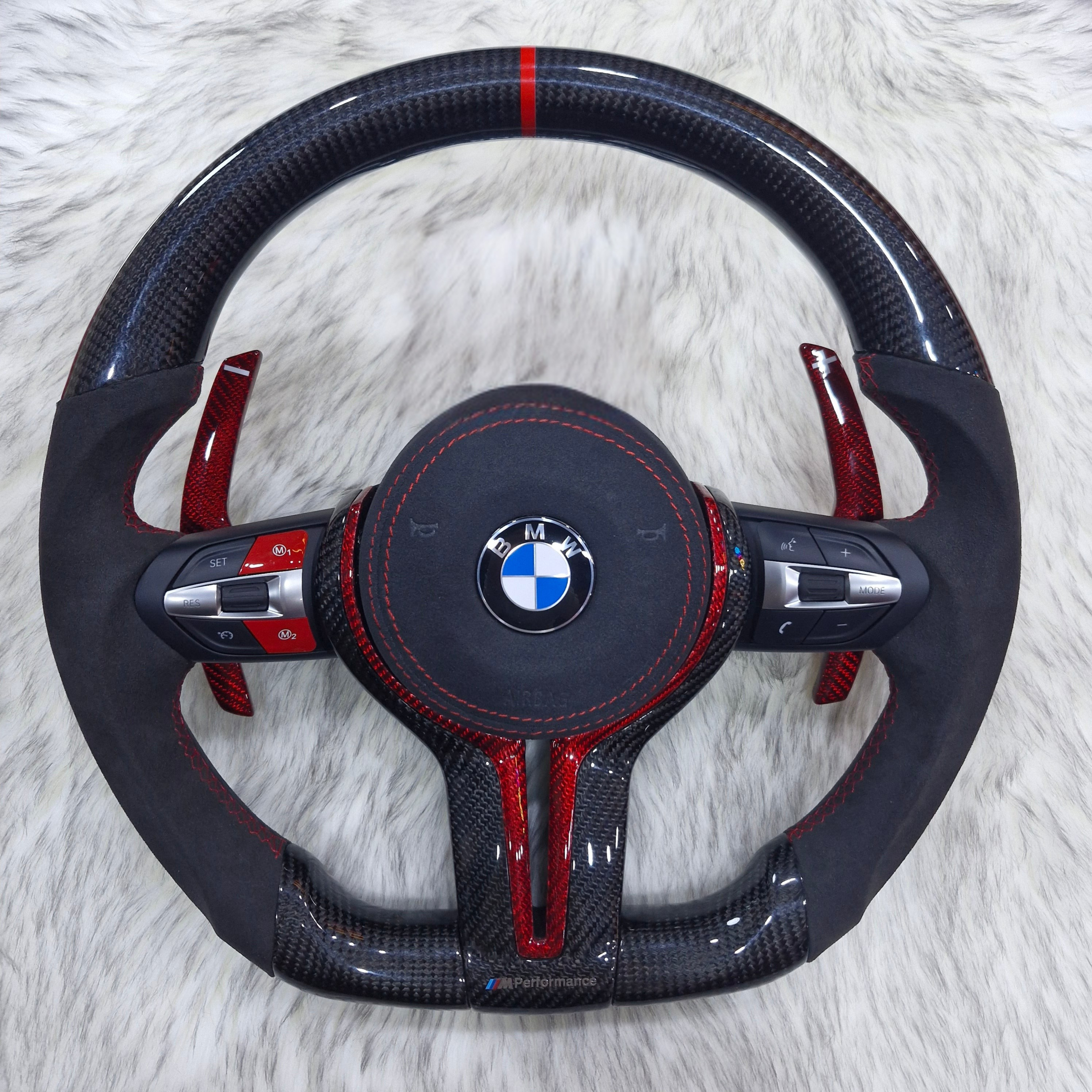 Carbon Fiber with Alcantara Red Carbon Trim Steering wheel For BMW F Series