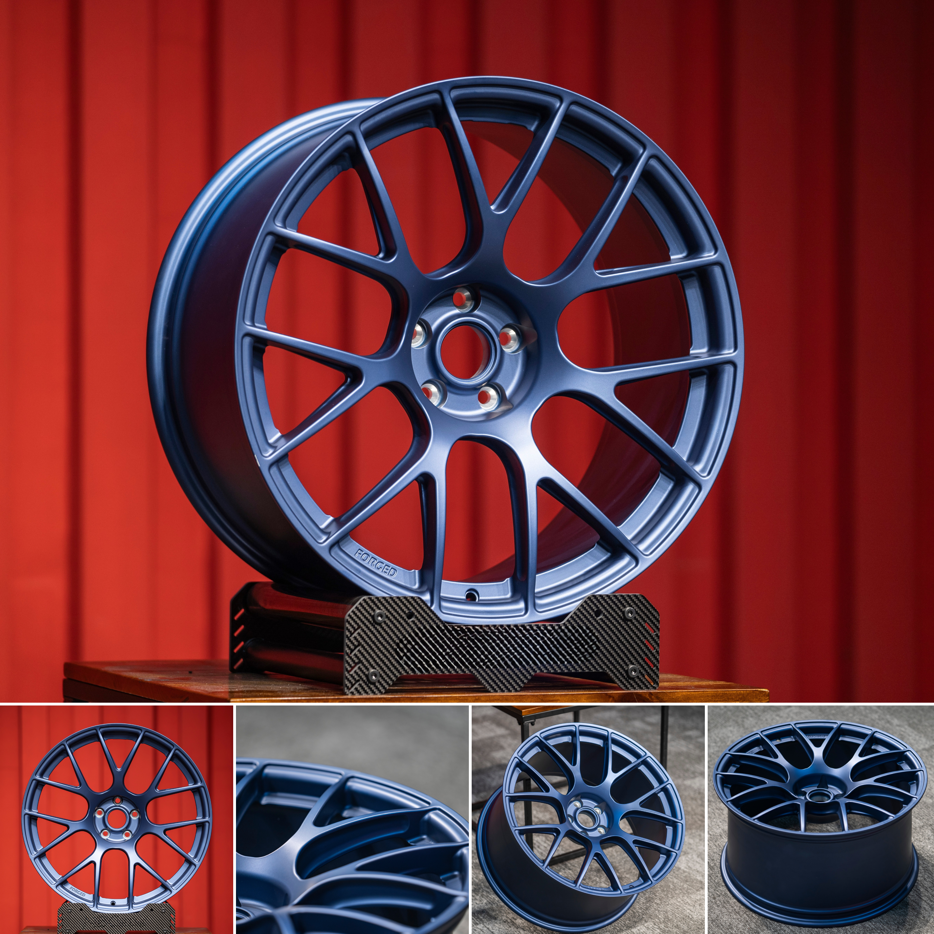 Custom Forged Multi-Spoke Wheels – Matte Blue 6061-T6 Aluminum Performance Rims (Luxury Fitment)