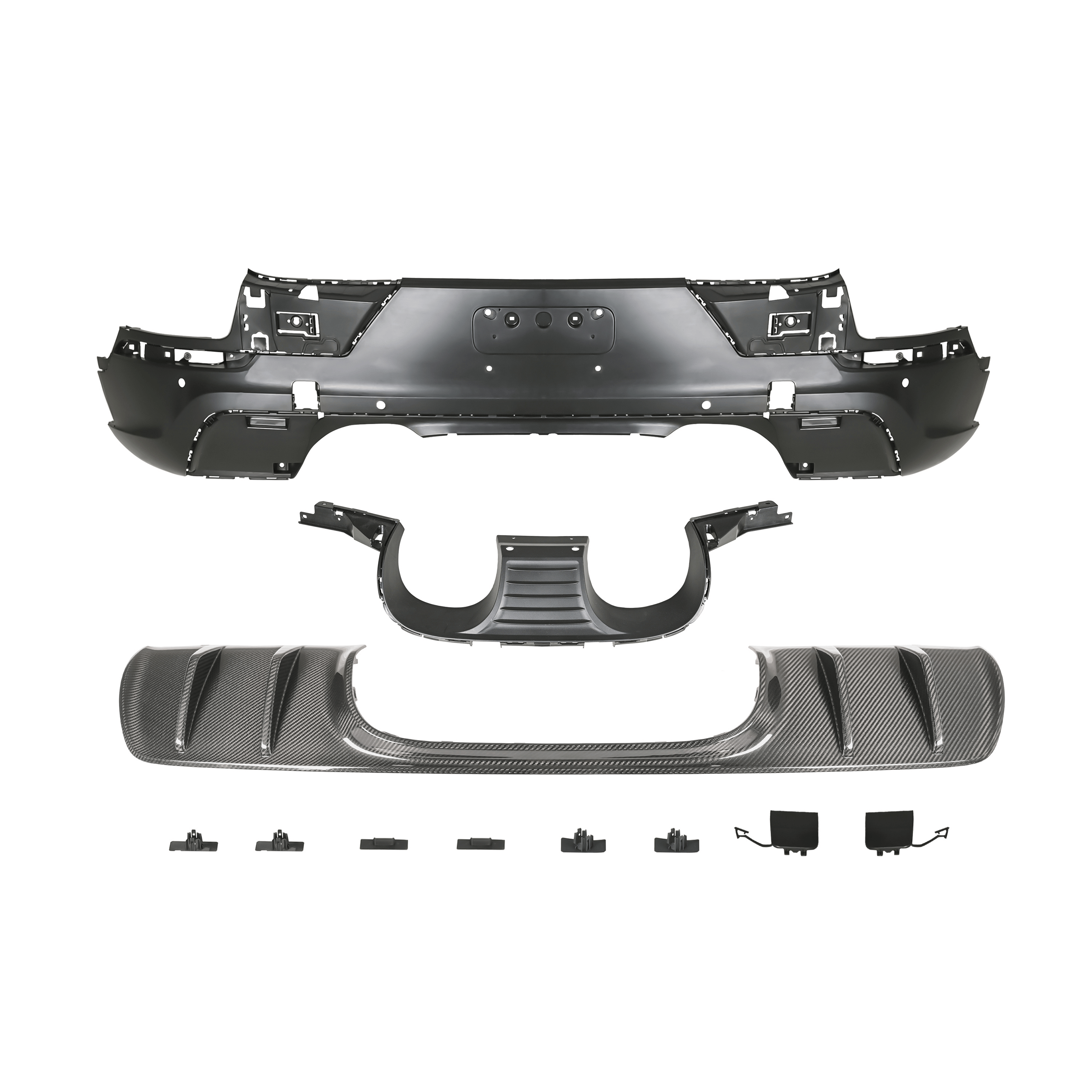 Turbo GT Style Rear Diffuser for Porsche Cayenne Coupe 9Y0.1 (2018–2023) – Carbon Fiber with Exhaust Tips | UMPARTS