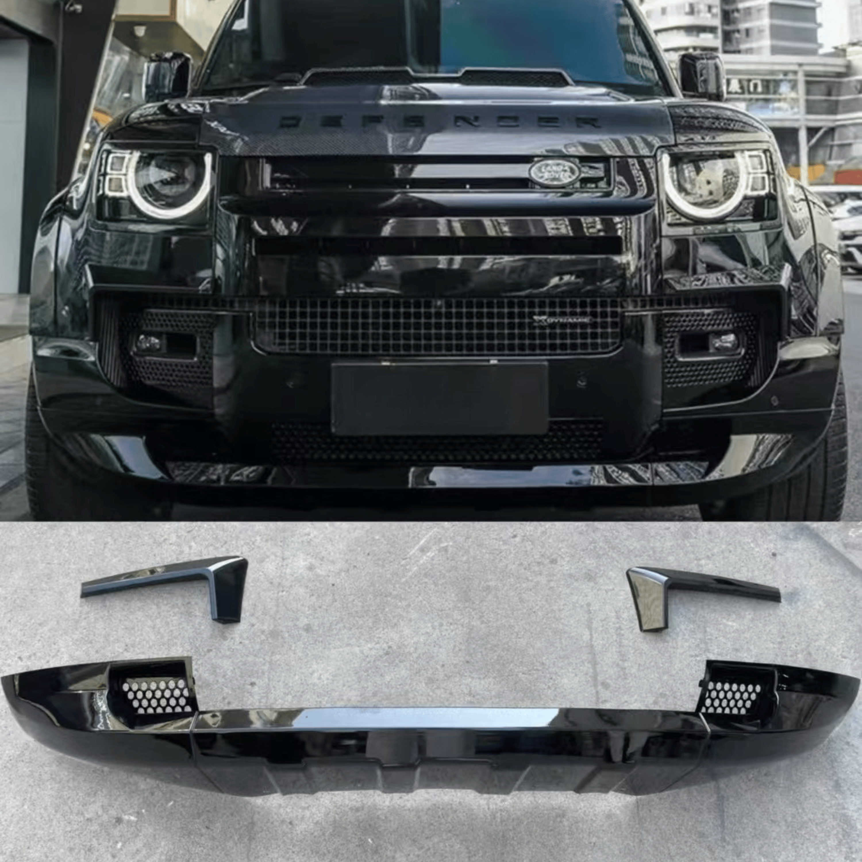 Gloss Black Front Lip Splitter for Land Rover Defender (2020+) – Sport Style Front Bumper Lip | UMPARTS